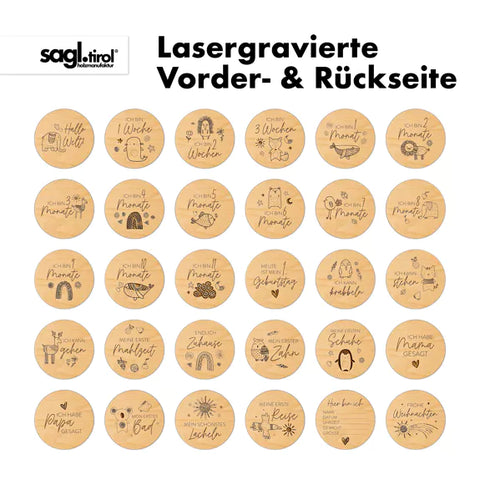 Meilensteinkarten aus Holz (15 Stück)