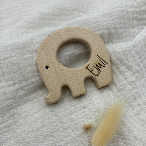 Beissring/Greifling Holzelefant personalisierbar